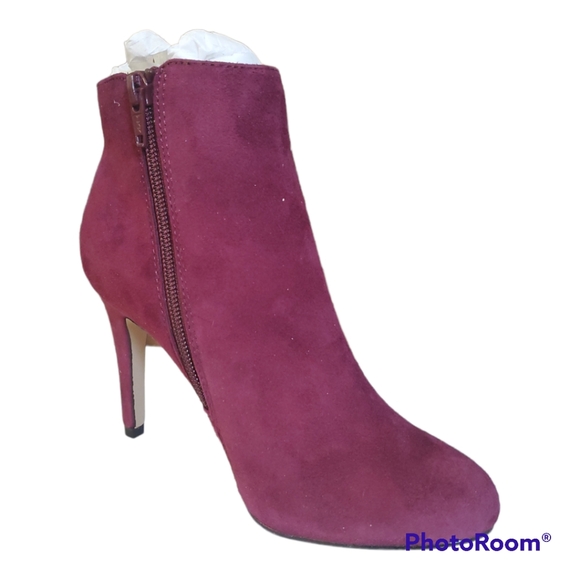 ALDO Burgundy Suede Almond Toe Ankle Boots - Size 5 / 35 - Picture 5 of 8